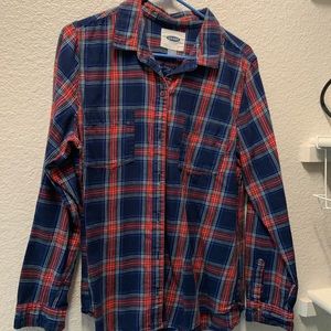 Red white and blue plaid shirt